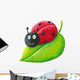 Cute ladybug on green leaf Wall Decal