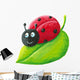 Cute ladybug on green leaf Wall Decal