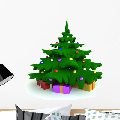 Christmas Tree Wall Decal shown on a wall