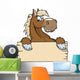 Happy Horse With A Blank Sign Wall Decal