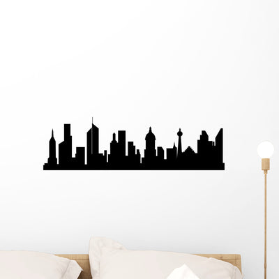 Skyline Wall Mural shown on a wall