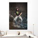 Hip-hop dancer in aqua studio showin his tongue Wall Mural