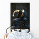 Hip-hop dancer in aqua studio Wall Mural