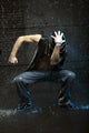 Hip-hop dancer in aqua studio Wall Mural