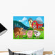Three Farm Animals Near Barn Wall Mural
