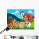 Three Farm Animals Near Barn Wall Mural