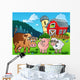 Three Farm Animals Near Barn Wall Mural