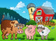 Three Farm Animals Near Barn Wall Mural