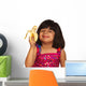 Young Girl Eating Banana Wall Decal