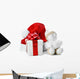 snowman and giftbox on white background Wall Decal
