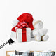snowman and giftbox on white background Wall Decal