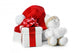 snowman and giftbox on white background Wall Decal