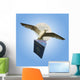 Bird Flying by Full Moon with American Passport Wall Mural