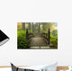 Wooden Bridge at Japanese Garden in Fall Wall Mural