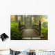 Wooden Bridge at Japanese Garden in Fall Wall Mural