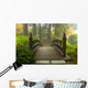 Wooden Bridge at Japanese Garden in Fall Wall Mural