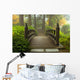 Wooden Bridge at Japanese Garden in Fall Wall Mural