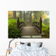 Wooden Bridge at Japanese Garden in Fall Wall Mural