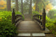Wooden Bridge at Japanese Garden in Fall Wall Mural