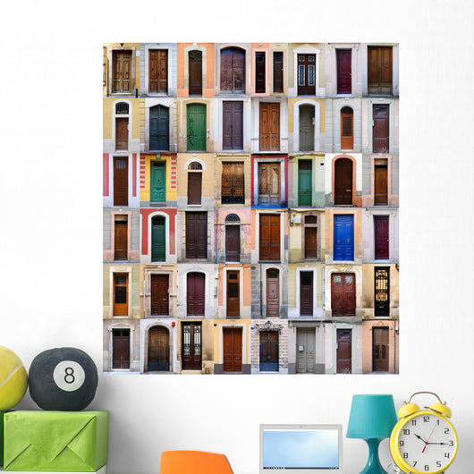 Front doors Barcelona, Spain Wall Mural