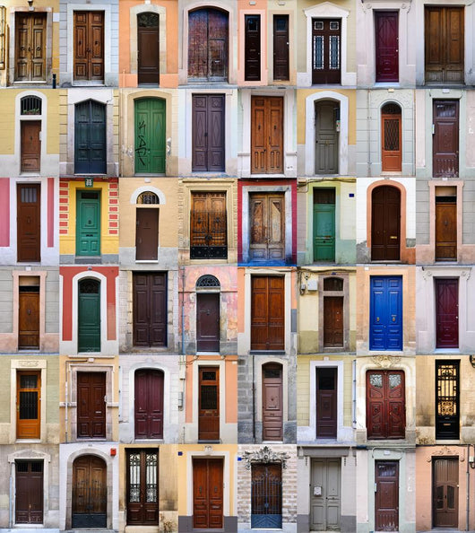Front doors Barcelona, Spain Wall Mural