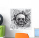 vector grunge halftone background with a skull Wall Mural