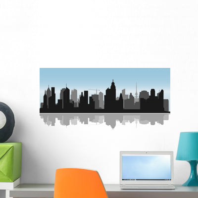Skyline shown on a wall