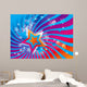 Abstract background with stars and colorful waves Wall Mural