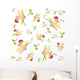 Retro Floral Background Orchid Wall Decal