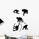 Monkeys Silhouettes Vector Wall Decal Sticker Set