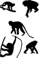 Monkeys Silhouettes Vector Wall Decal Sticker Set