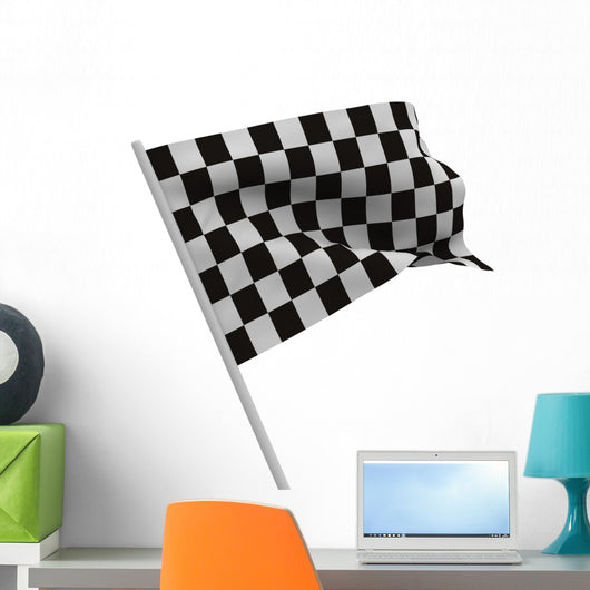 Finishing Checkered Flag White Wall Decal