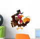 Pilgrim Turkey Holding A Pumpkin Wall Decal