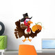 Pilgrim Turkey Holding A Pumpkin Wall Decal