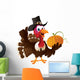 Pilgrim Turkey Holding A Pumpkin Wall Decal