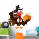 Pilgrim Turkey Holding A Pumpkin Wall Decal