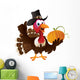 Pilgrim Turkey Holding A Pumpkin Wall Decal