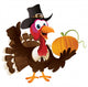 Pilgrim Turkey Holding A Pumpkin Wall Decal