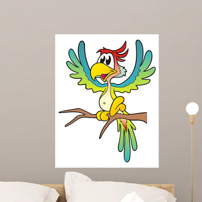 Parrot Multicolored and Wall Decal shown on a wall