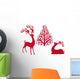 Reindeer With Christmas Tree Vector Wall Decal