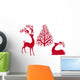 Reindeer With Christmas Tree Vector Wall Decal
