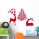 Reindeer With Christmas Tree Vector Wall Decal
