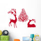 Reindeer With Christmas Tree Vector Wall Decal