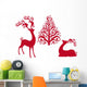 Reindeer With Christmas Tree Vector Wall Decal