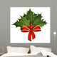 Christmas decoration with holly branches and bow Wall Decal