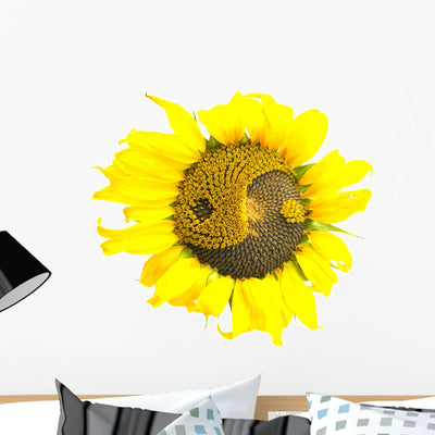 Yin-yang Sunflower Wall Decal shown on a wall