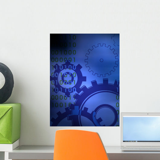 Gears in Blue Wall Mural
