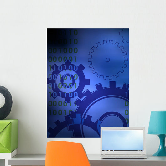 Gears in Blue Wall Mural