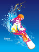 The colorful figure of a young man snowboarding on a blue sky ba Wall Mural