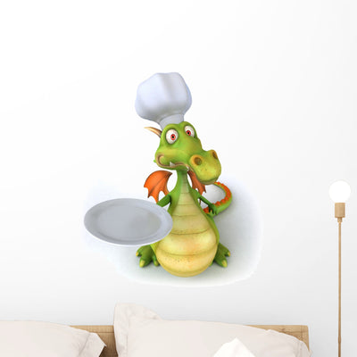 Chef Dragon Wall Decal shown on a wall